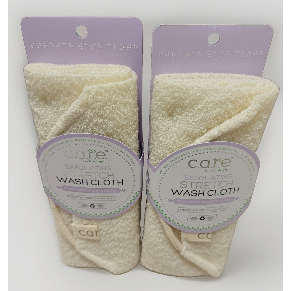 Organic Exfoliating Body Scrub 2 PC Wash Cloth Exfoliator Clean Logic Stretch 8"
